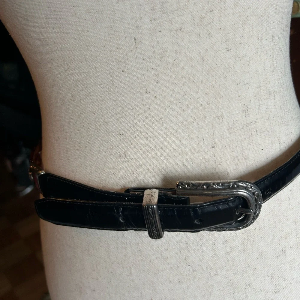 Vintage BRIGHTON Faux Tortoise Links & Black Leather Belt